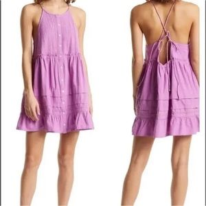Free People Desert Days Mini Pleated Dress in Dramatic Orchid Color